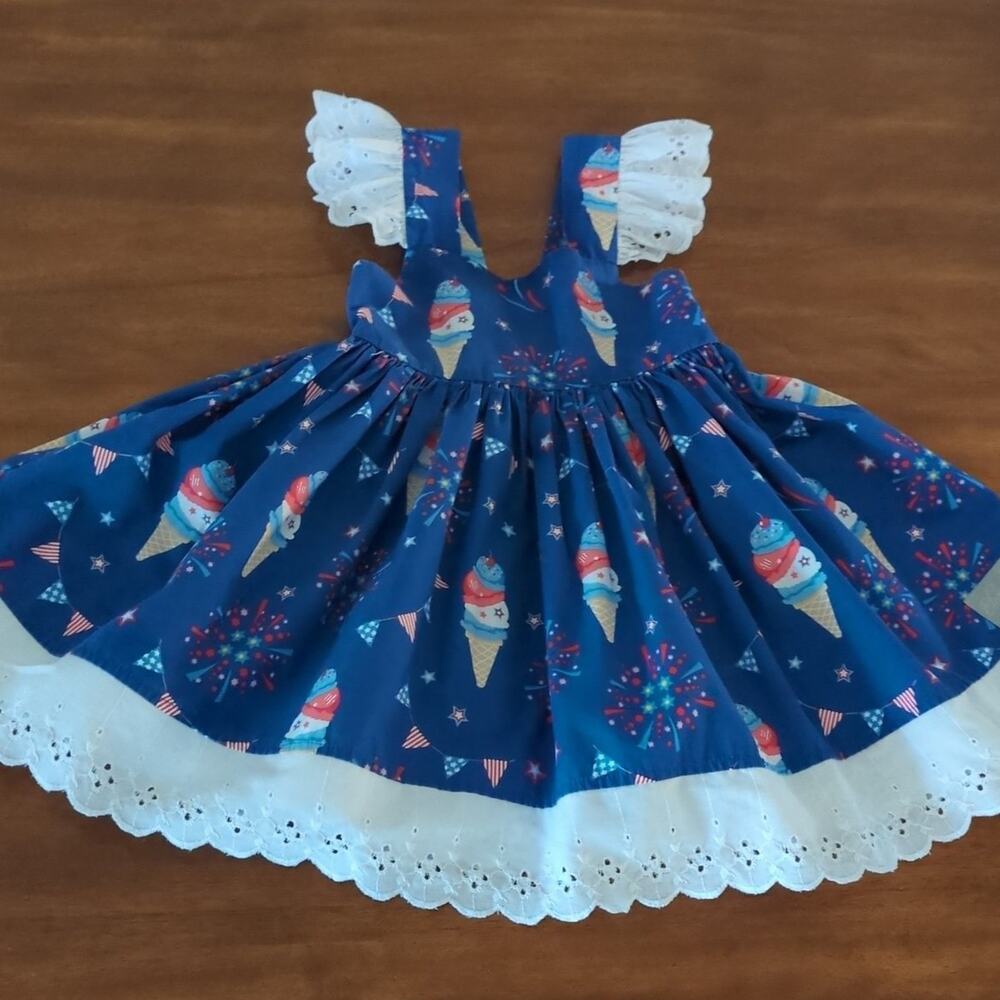 Eleanor Rose patriotic sleeveless ice cream dress  size 3-4 GUC